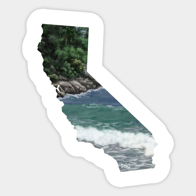 California Rocky Coast Silhouette Sticker by DSCarts